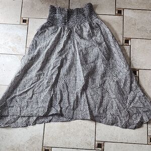 Eileen Fisher Black and White Organic Cotton High Low Skirt